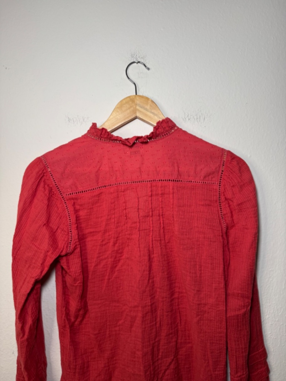 Faherty Crimson Ruffle-Trim Button Blouse - Picture 5 of 5